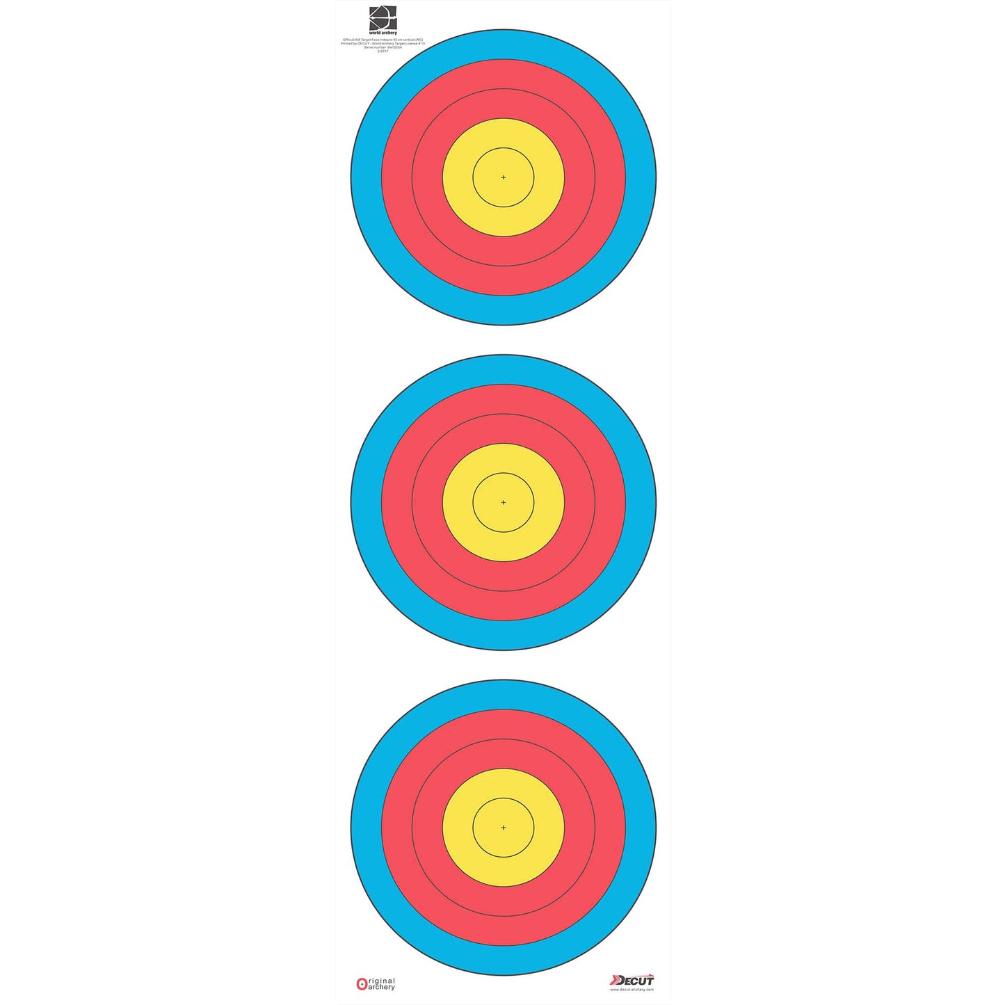 Decut Archery World Archery Official 40cm Recurve Vertical Tripe Waterproof Target Face (10 pcs)